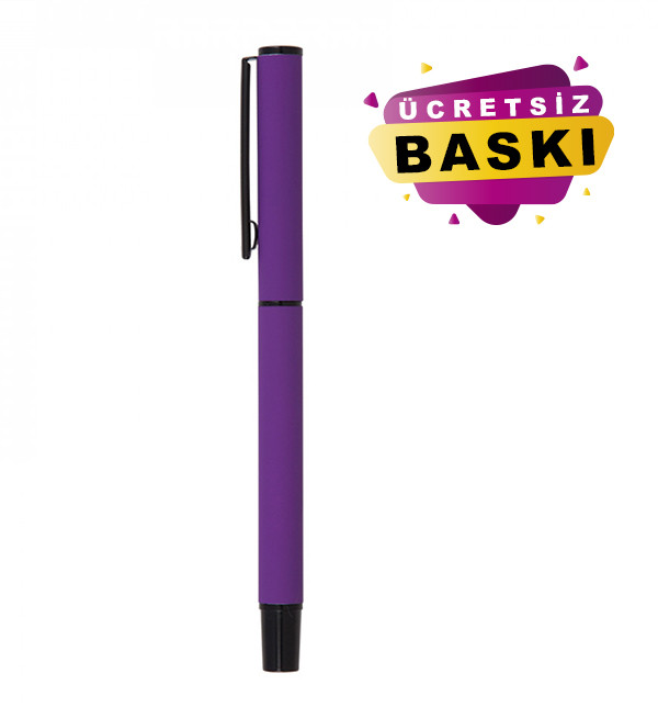 Mor Renk Metal Roller Promosyon Kalem Rubber Gövde 1023-R Model
