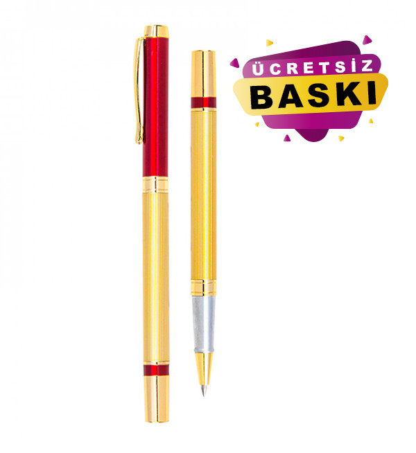 Kırmızı Renk Metal Roller Promosyon Kalem Firmaya Özel Baskı  1101 Model